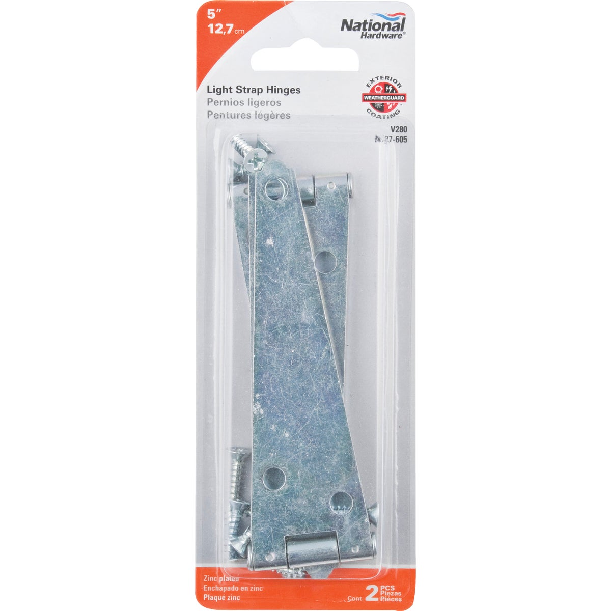 National Hardware 5 In. Zinc Light Strap Hinge (2-Pack) Image 2