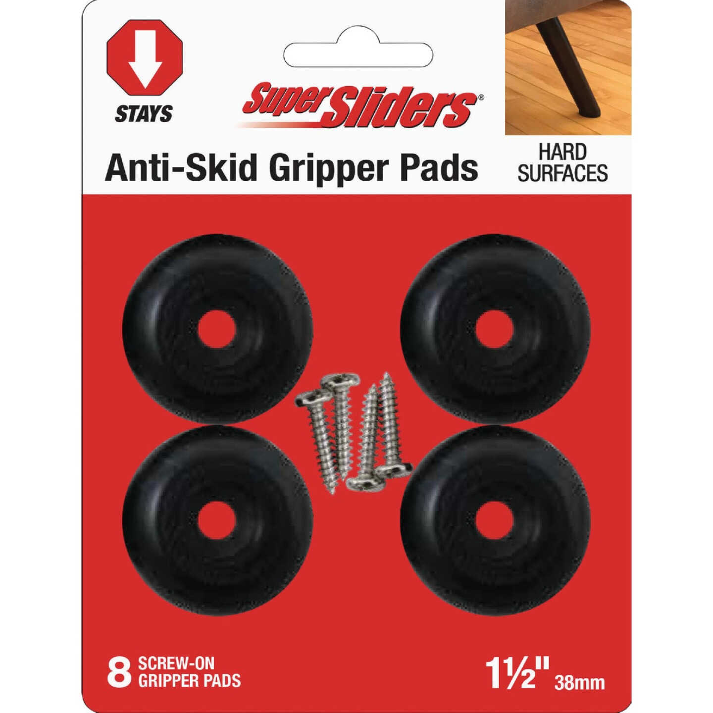 Super Sliders 1-1/2 In. Anti-Skid Screw-On Beige Furniture Pad (4-Piece) Image 1