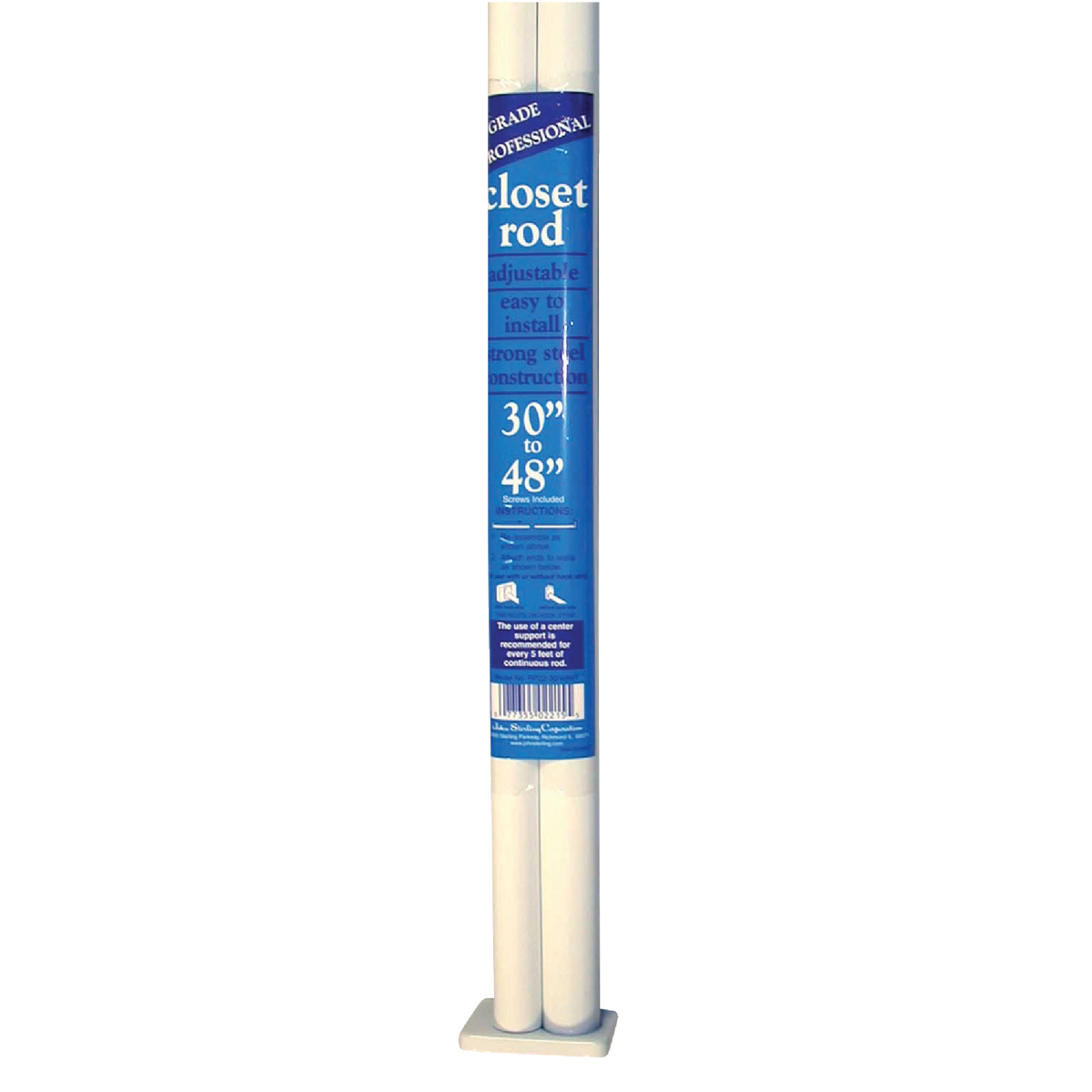 John Sterling Closet-Pro 48 In. to 72 In. x 1 In. Adjustable Closet Rod, White Image 1
