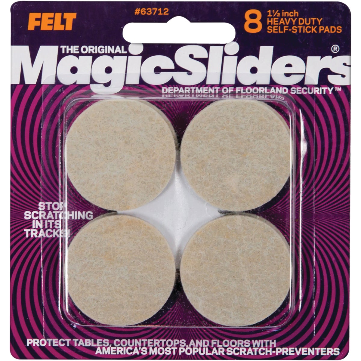 Magic Sliders 1-1/2 In. Round Oatmeal Self Adhesive Felt Pads (8-Pack) Image 2