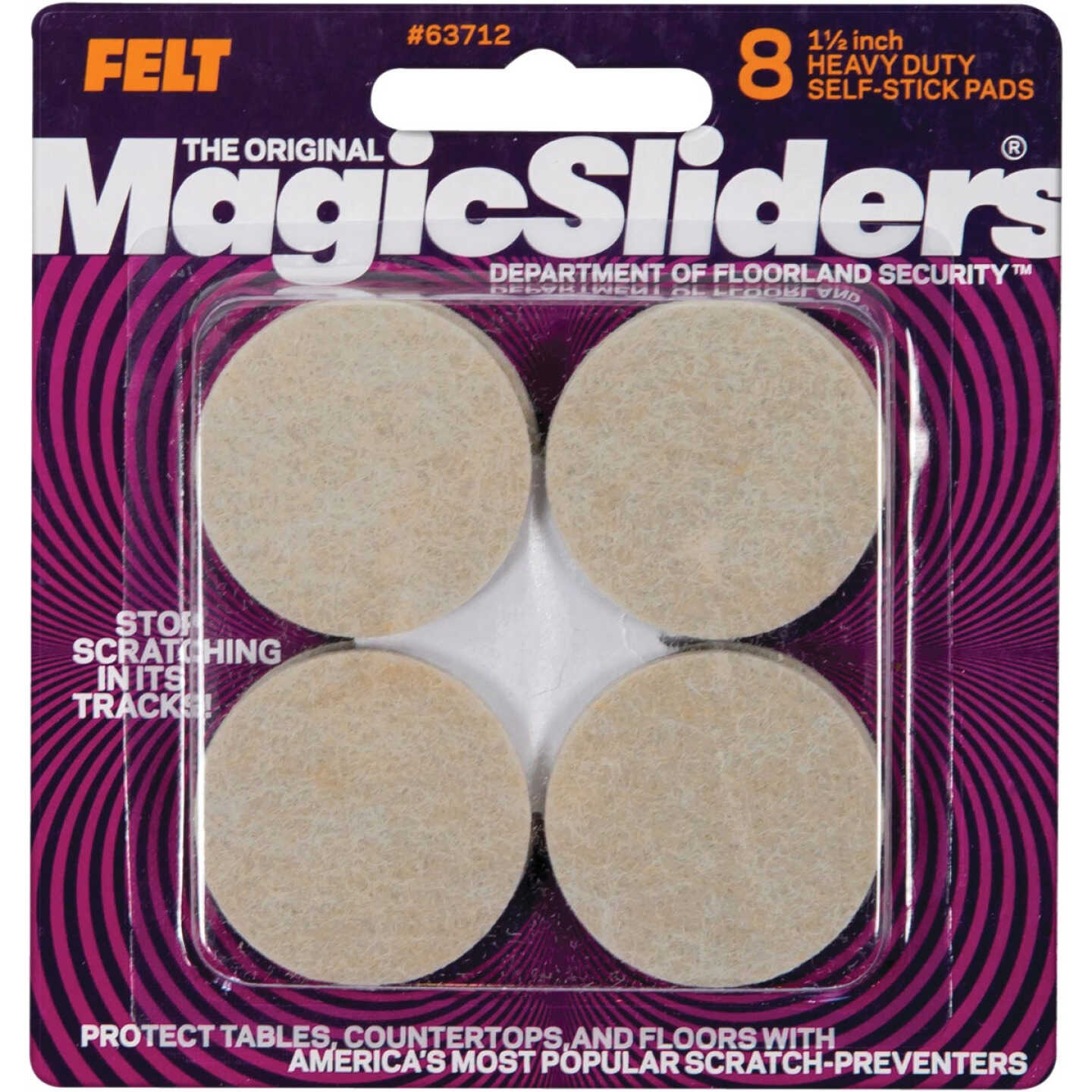 Magic Sliders 1-1/2 In. Round Oatmeal Self Adhesive Felt Pads (8-Pack) Image 2