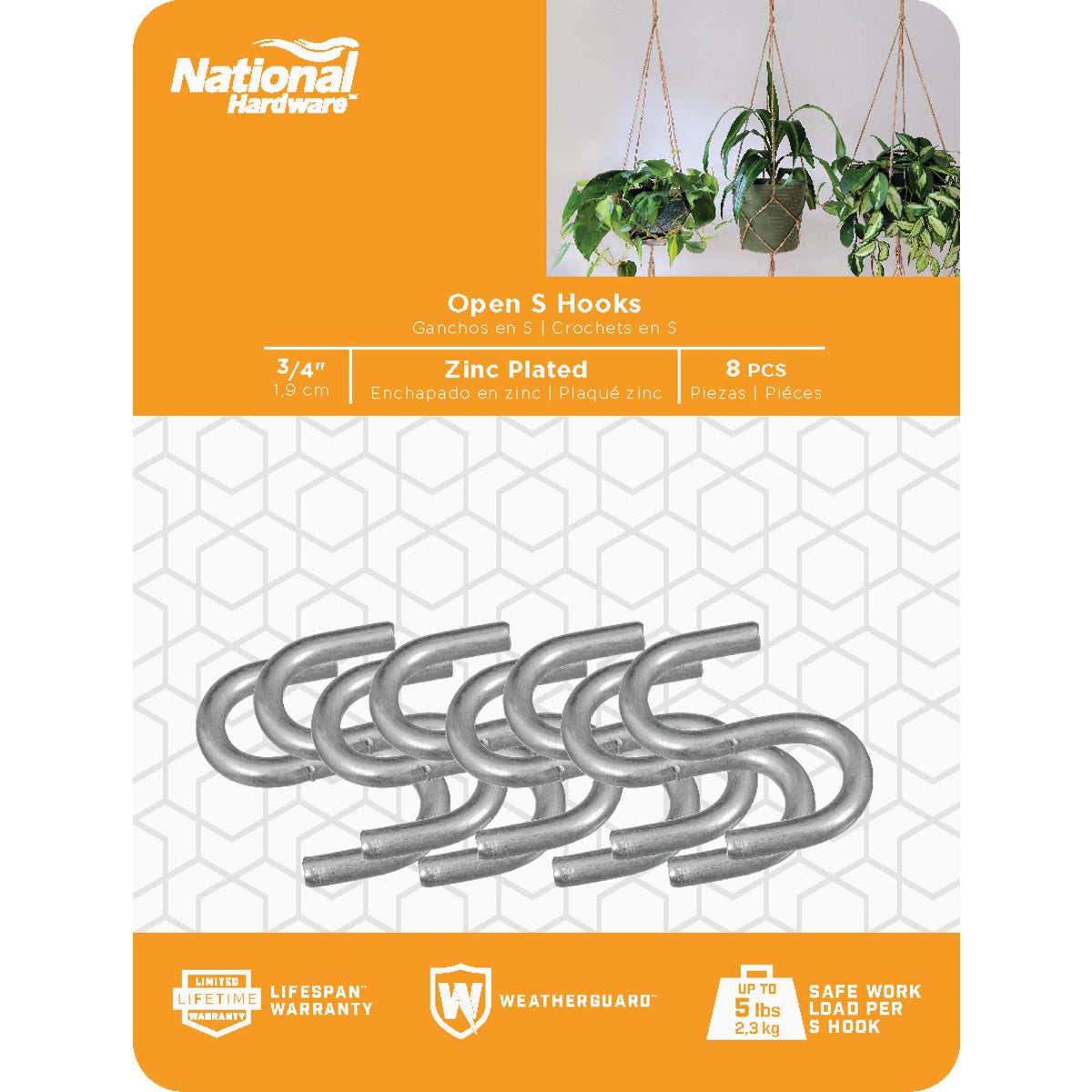 National Hardware 3/4 In. Zinc Heavy Open S Hook (8-Count) Image 2