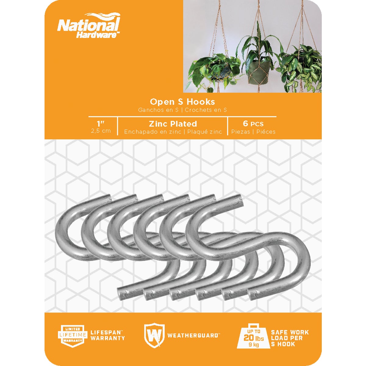 National Hardware 1 In. Zinc Heavy Open S Hook (6-Count) Image 2
