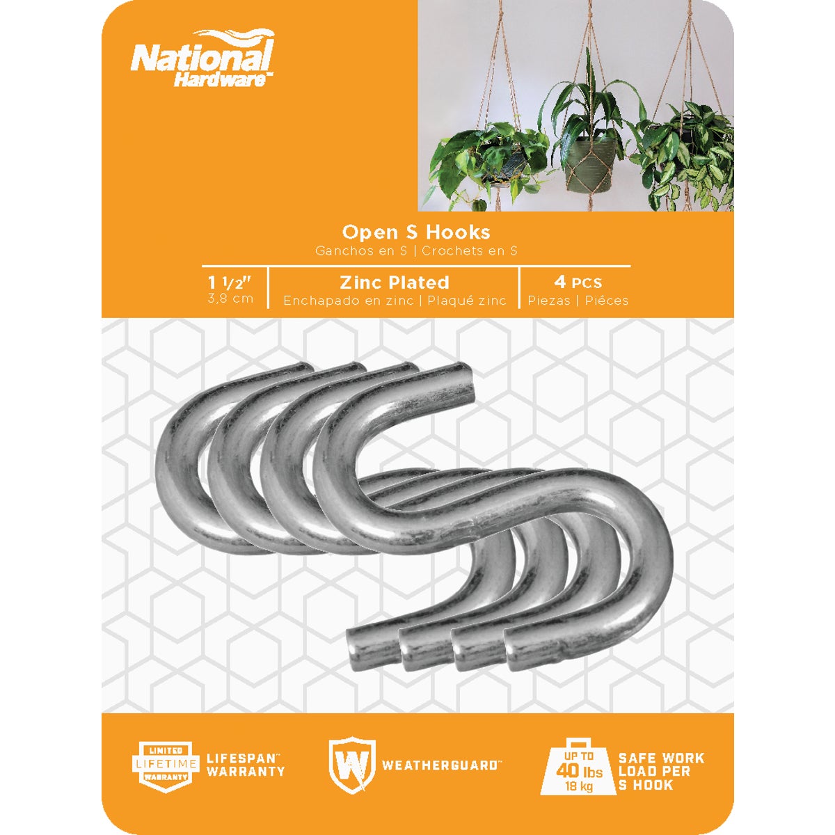 National Hardware 1-1/2 In. Zinc Heavy Open S Hook (4-Count) Image 2