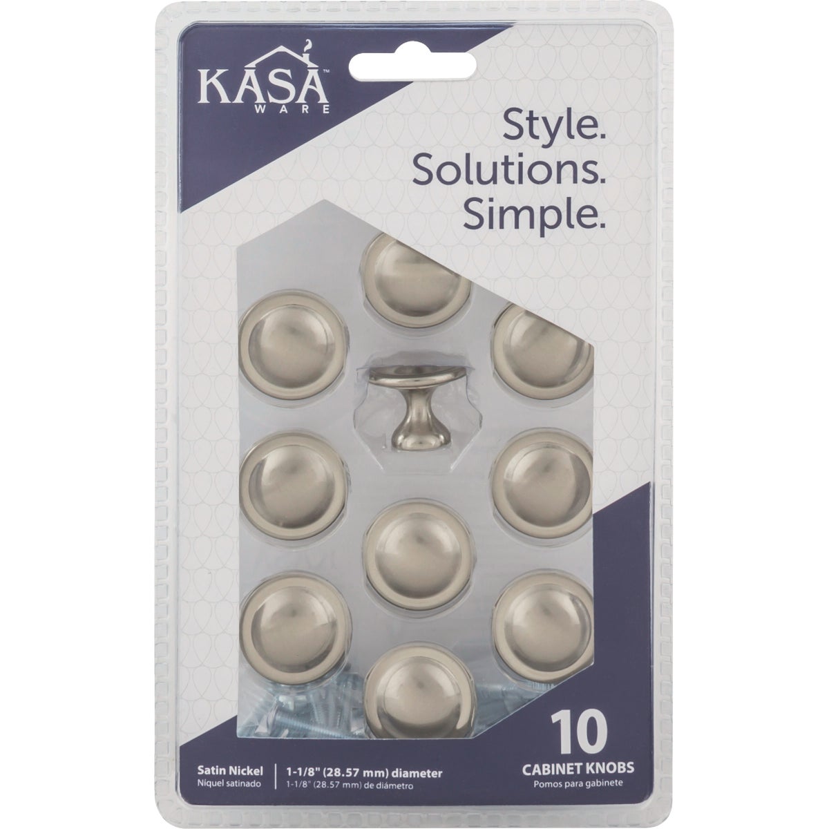 KasaWare 1-1/8 In. Diameter Satin Nickel Cabinet Knob (10-Pack) Image 3