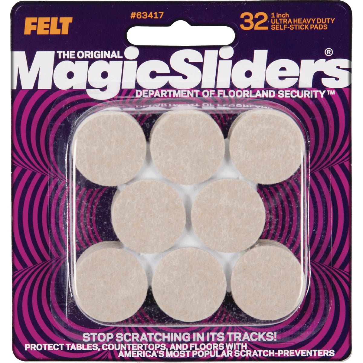 Magic Sliders 1 In. Round Oatmeal Self-Adhesive Heavy-Duty Furniture Pad (32-Pack) Image 1