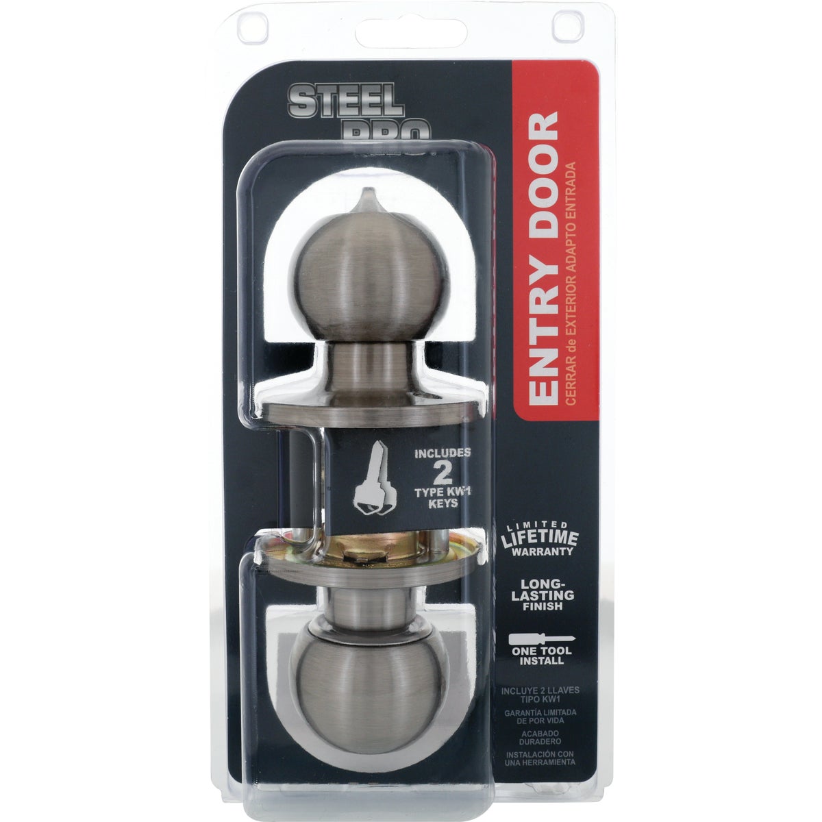 Steel Pro Brushed Nickel Entry Door Knob Image 2