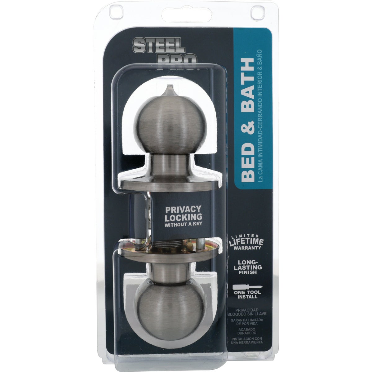Steel Pro Brushed Nickel Bed & Bath Door Knob Image 2