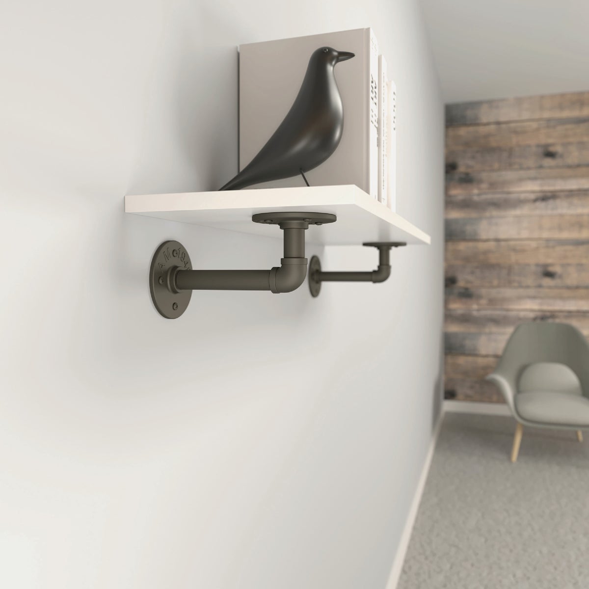 Knape & Vogt Birmingham 8 In. Industrial Elbow Pipe Shelf Bracket Image 2