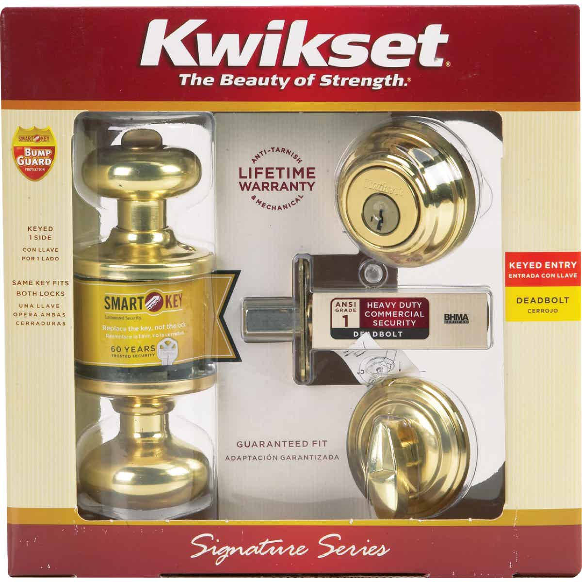 Kwikset Signature Series Juno Polished Brass Deadbolt and Door Knob Combo Image 3