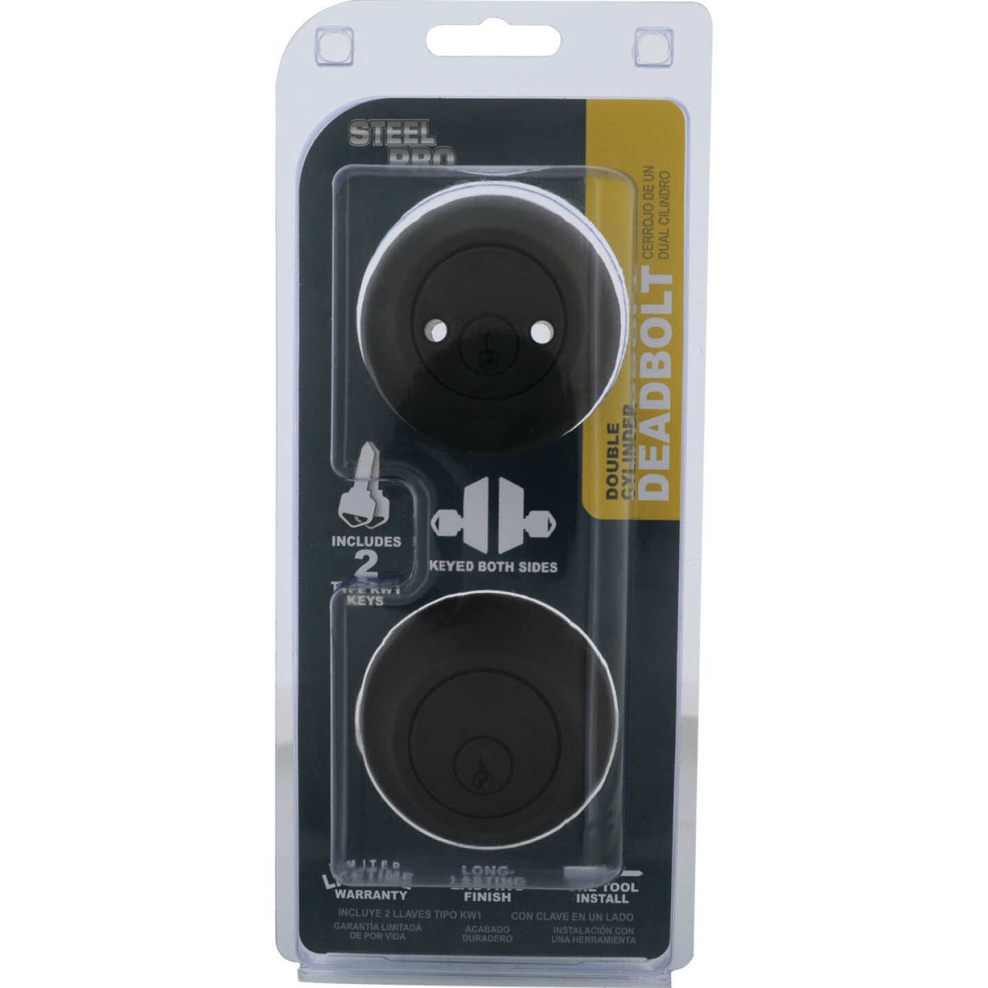 Steel Pro Matte Black Double Cylinder Deadbolt Image 2