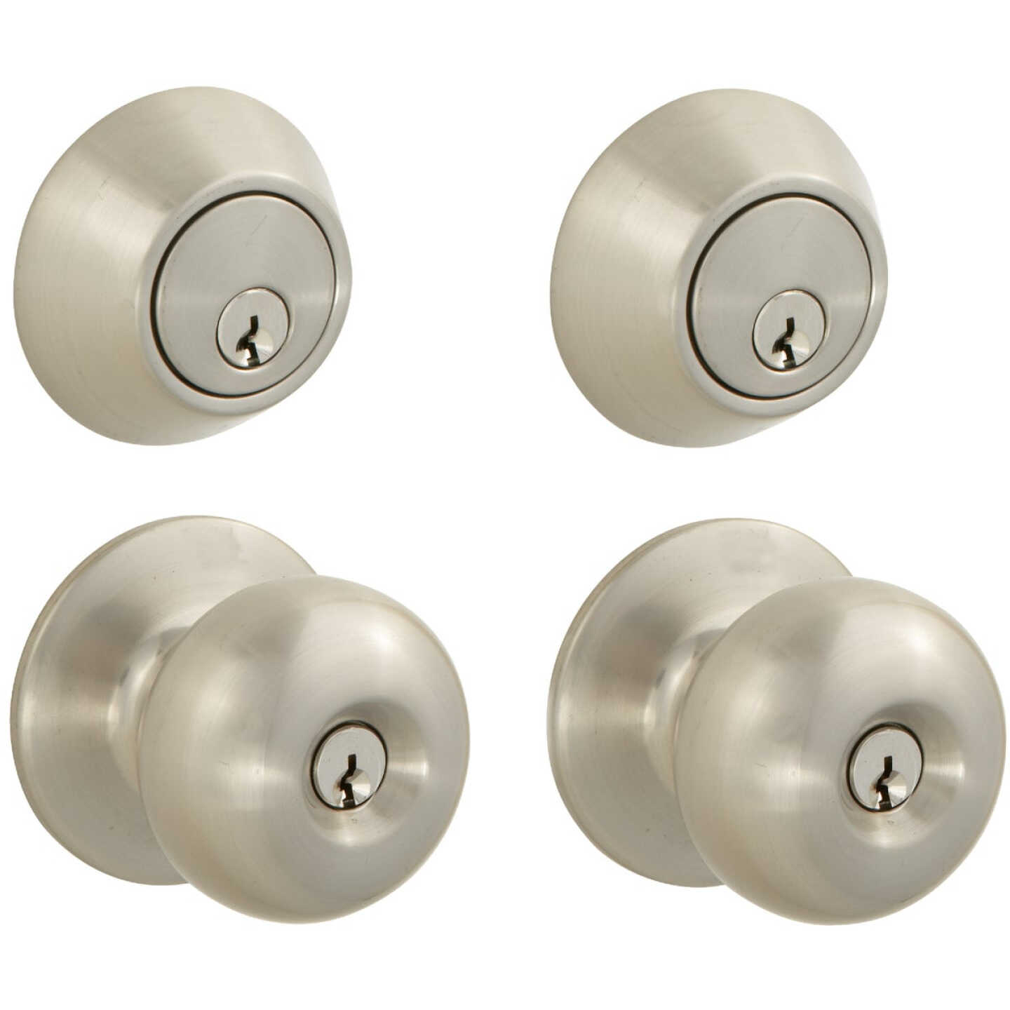 Steel Pro Brushed Nickel Deadbolt and Door Knob Combo Image 1