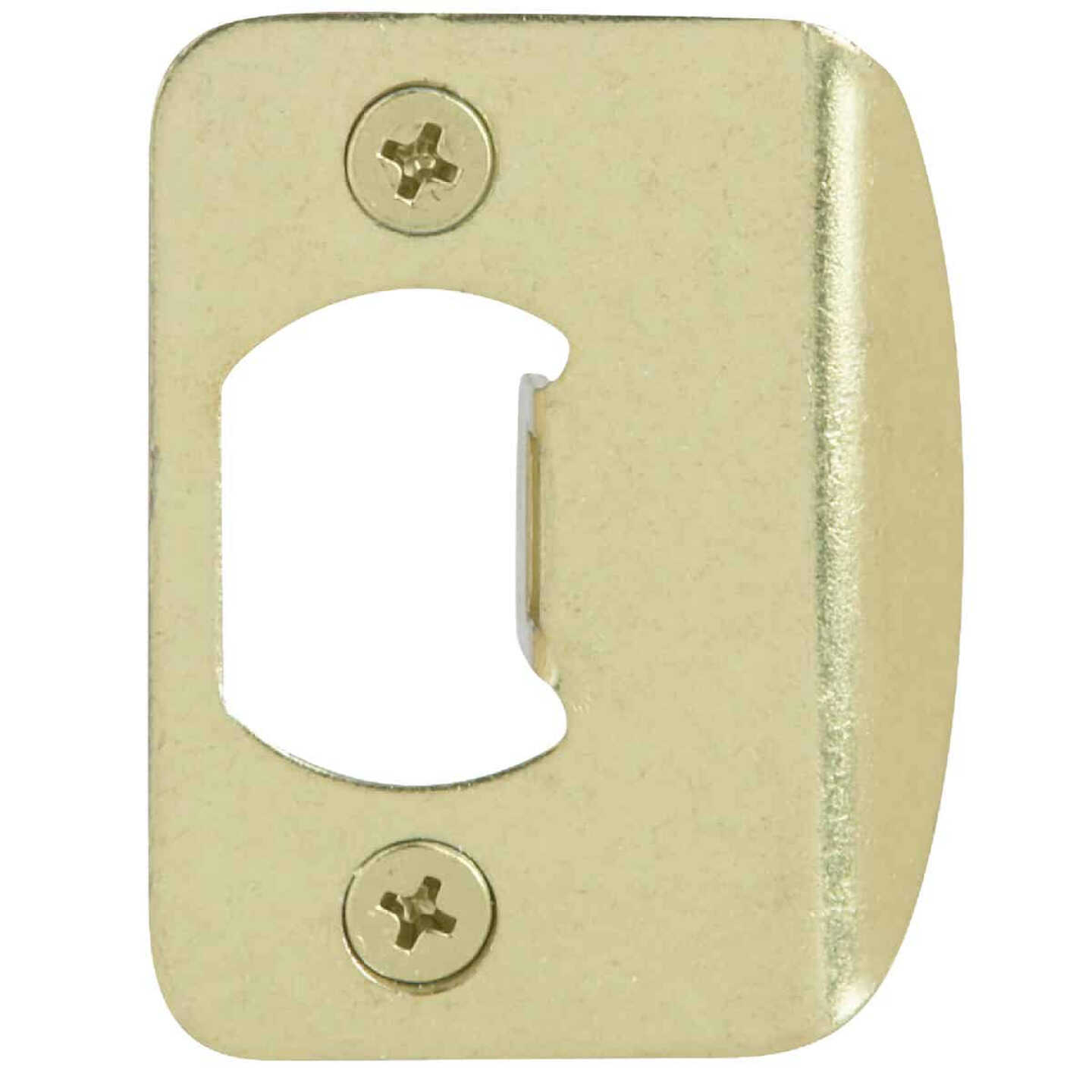 Kwikset Polished Brass Round Corner Strike Plate Image 1