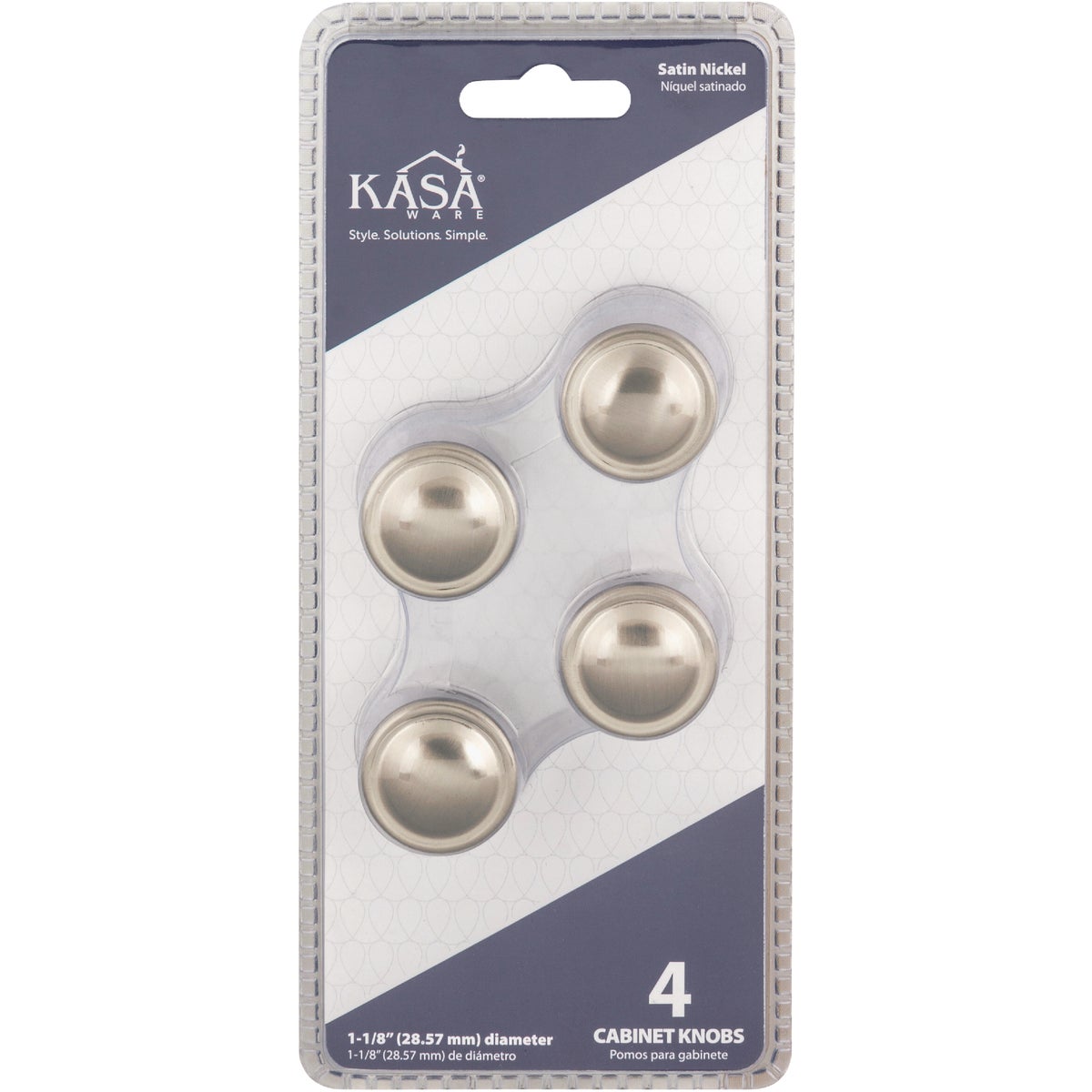 KasaWare 1-1/8 In. Diameter Satin Nickel Cabinet Knob (4-Pack) Image 3
