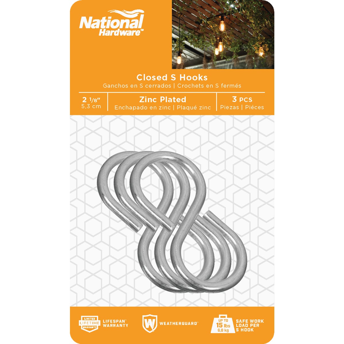 National Hardware 2-1/8 In. Zinc Light Closed S Hook (3-Count) Image 2