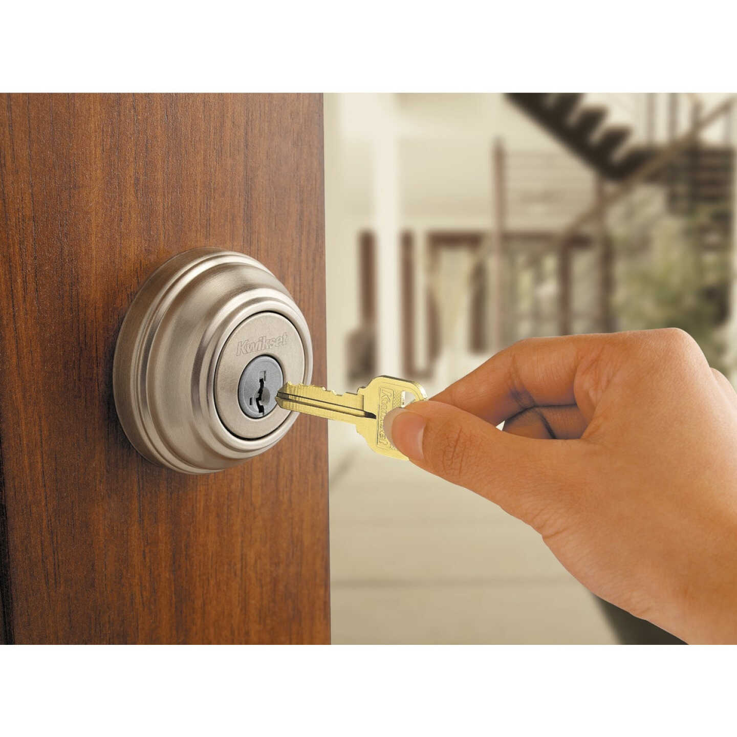 Kwikset Signature Series Juno Satin Nickel Deadbolt and Door Knob Combo Image 4