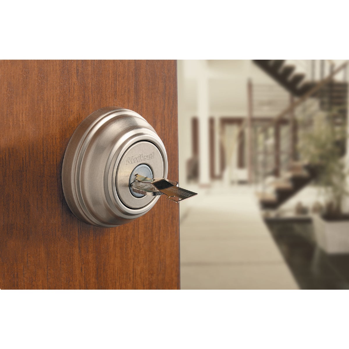Kwikset Signature Series Juno Satin Nickel Deadbolt and Door Knob Combo Image 5