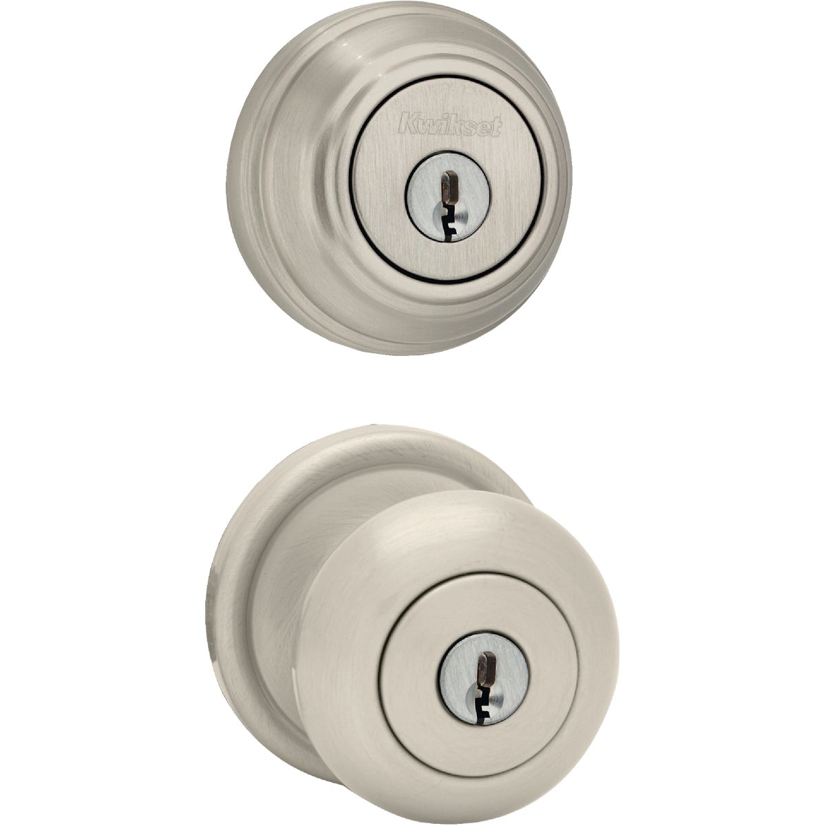 Kwikset Signature Series Juno Satin Nickel Deadbolt and Door Knob Combo Image 9
