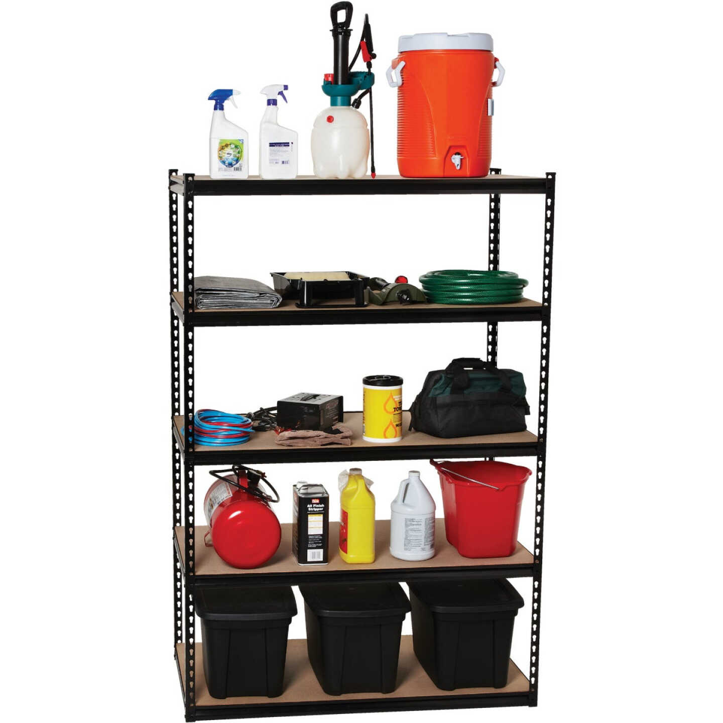 Z-Beam 48 In. x 72 In. x 24 In. Black Steel 5-Tier Shelving Image 2