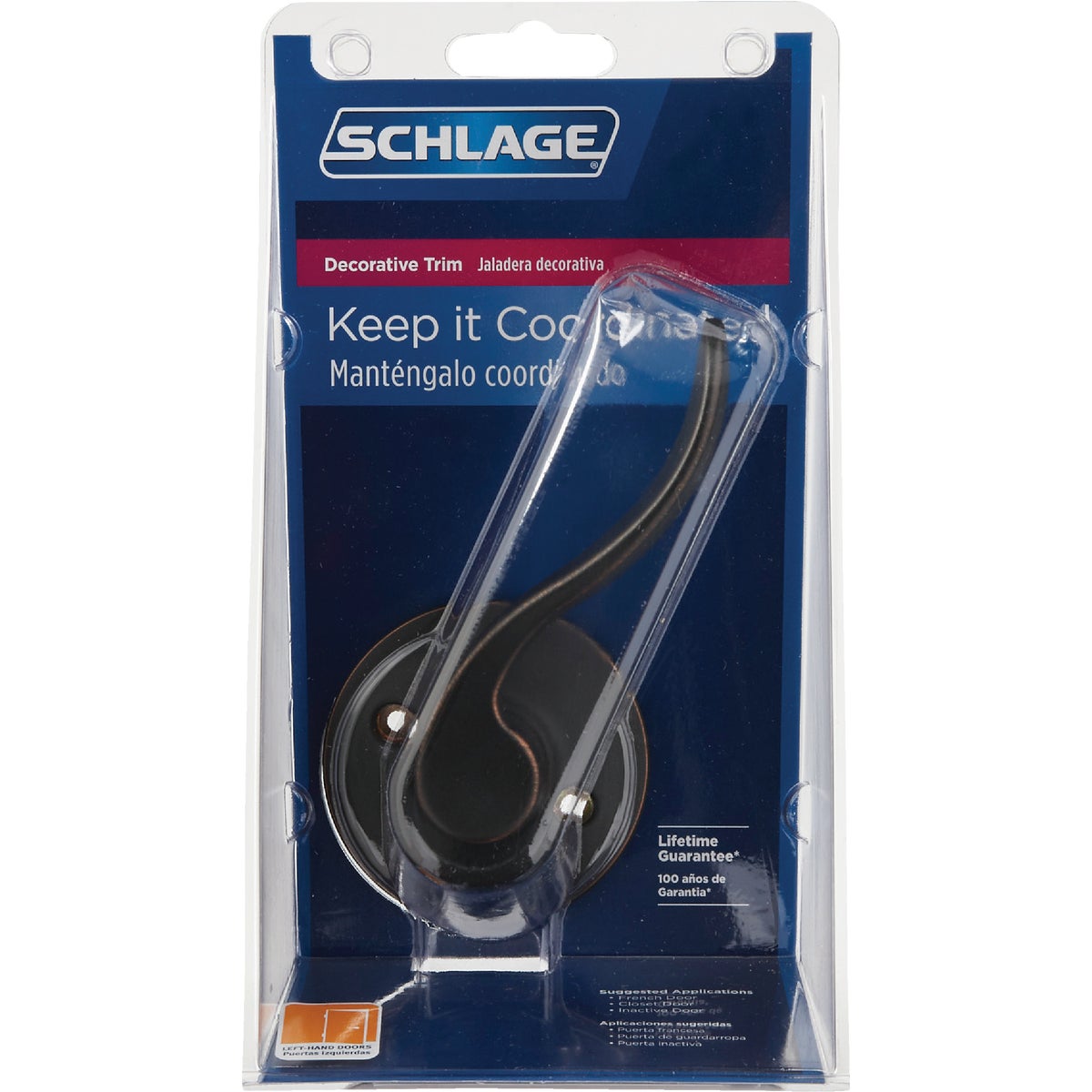 Schlage Accent Left-Handed Aged Bronze Dummy Door Lever Image 2