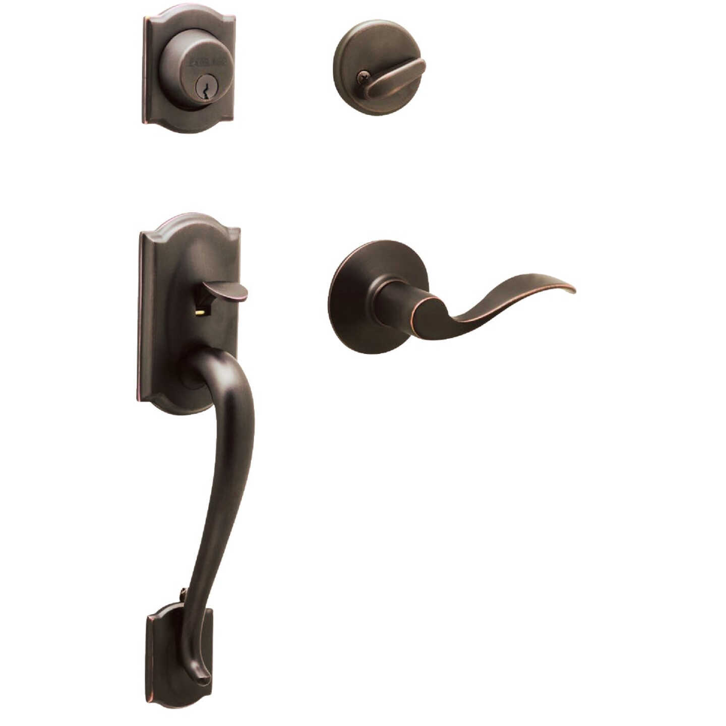 Schlage Aged Bronze Entry Door Handleset with Accent Lever Image 1