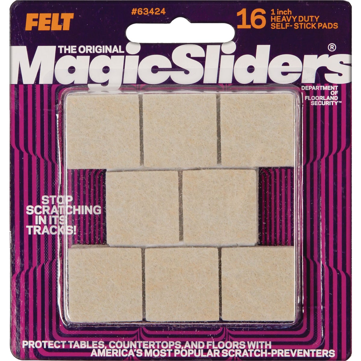 Magic Sliders 1 In. Square Oatmeal Self-Adhesive Heavy-Duty Furniture Pad (16-Pack) Image 1