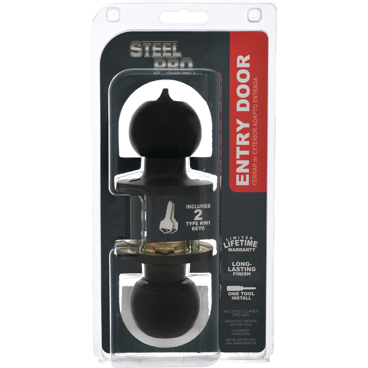 Steel Pro Matte Black Ball Entry Knob Image 1