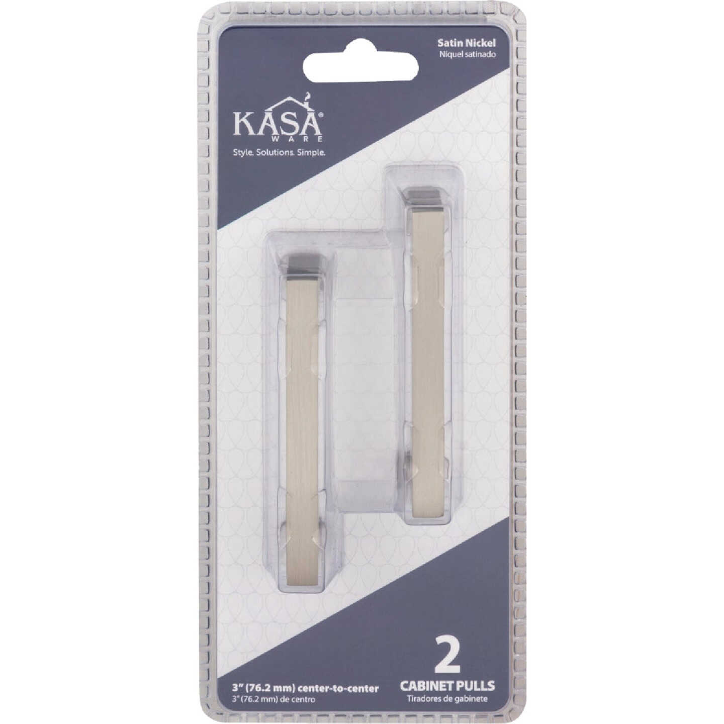 KasaWare 3-3/8 In. Overall Length Satin Nickel Square Bar Pull (2-Pack) Image 2