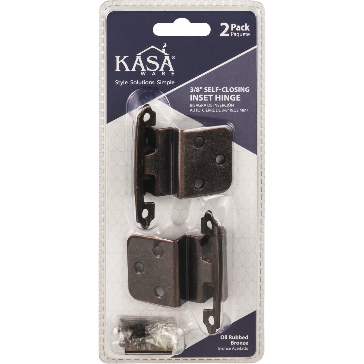 KasaWare 3/8 In. Oil Rubbed Bronze Self-Closing Inset Hinge (2-Pack) Image 2
