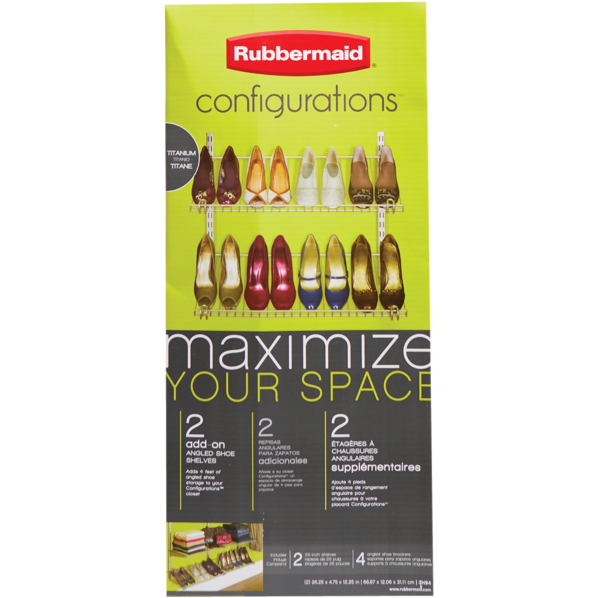 Rubbermaid Configurations Titanium Shoe Shelf Add-On Kit Image 2