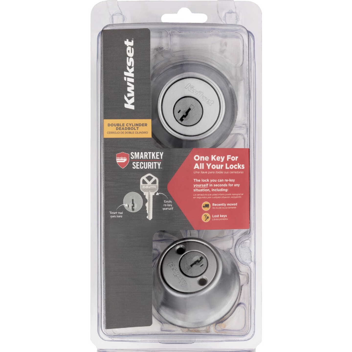 Kwikset 665 Double Cylinder Adjustable Latch Deadbolt with SmartKey, Satin Chrome Image 2