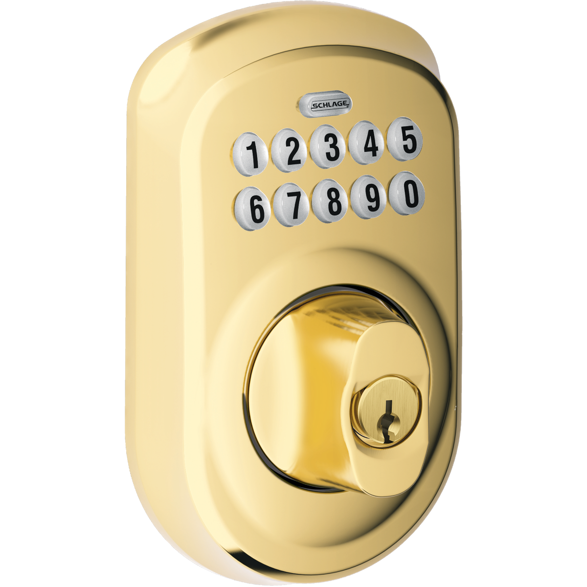 Schlage Keypad Bright Brass Electronic Deadbolt Image 2
