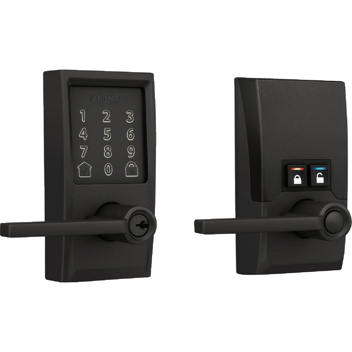 Schlage Encode Smart WiFi Matte Black Latitude Lever with Century Trim