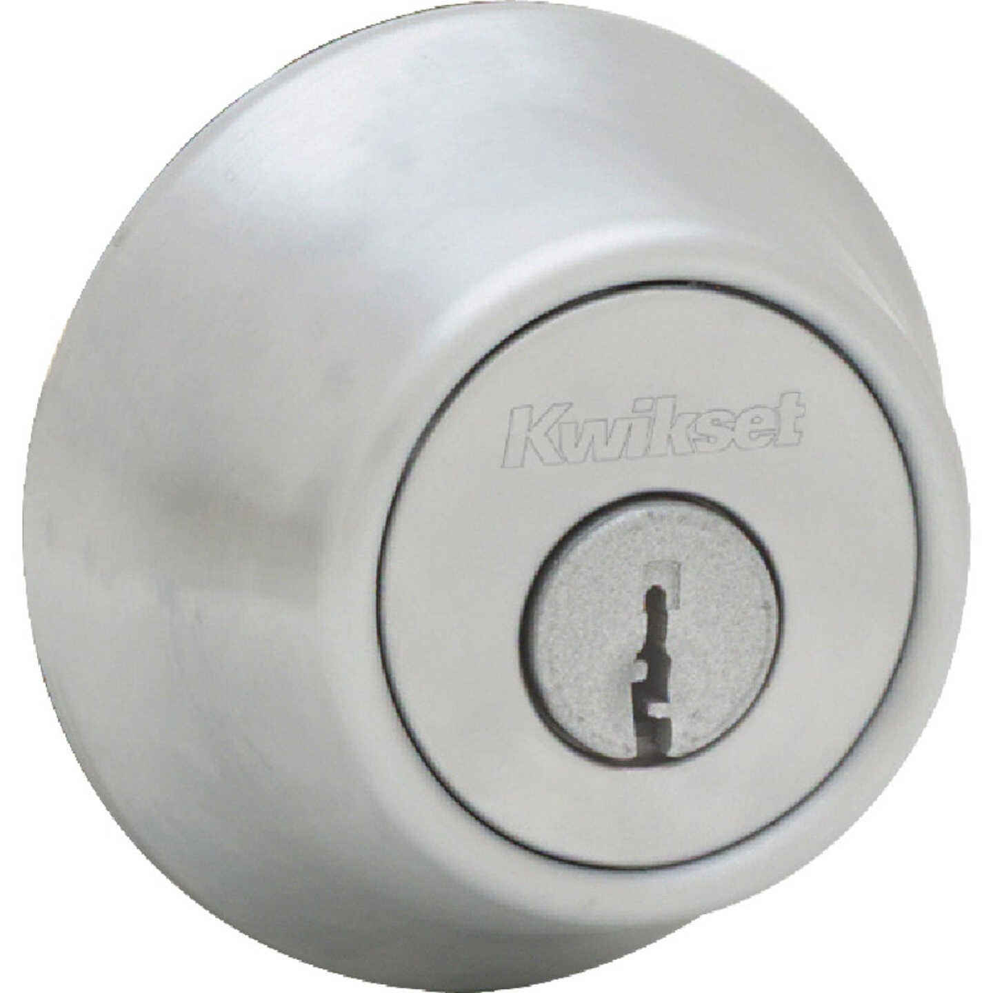 Kwikset Satin Chrome Adjustable Latch Single Cylinder Deadbolt Image 1