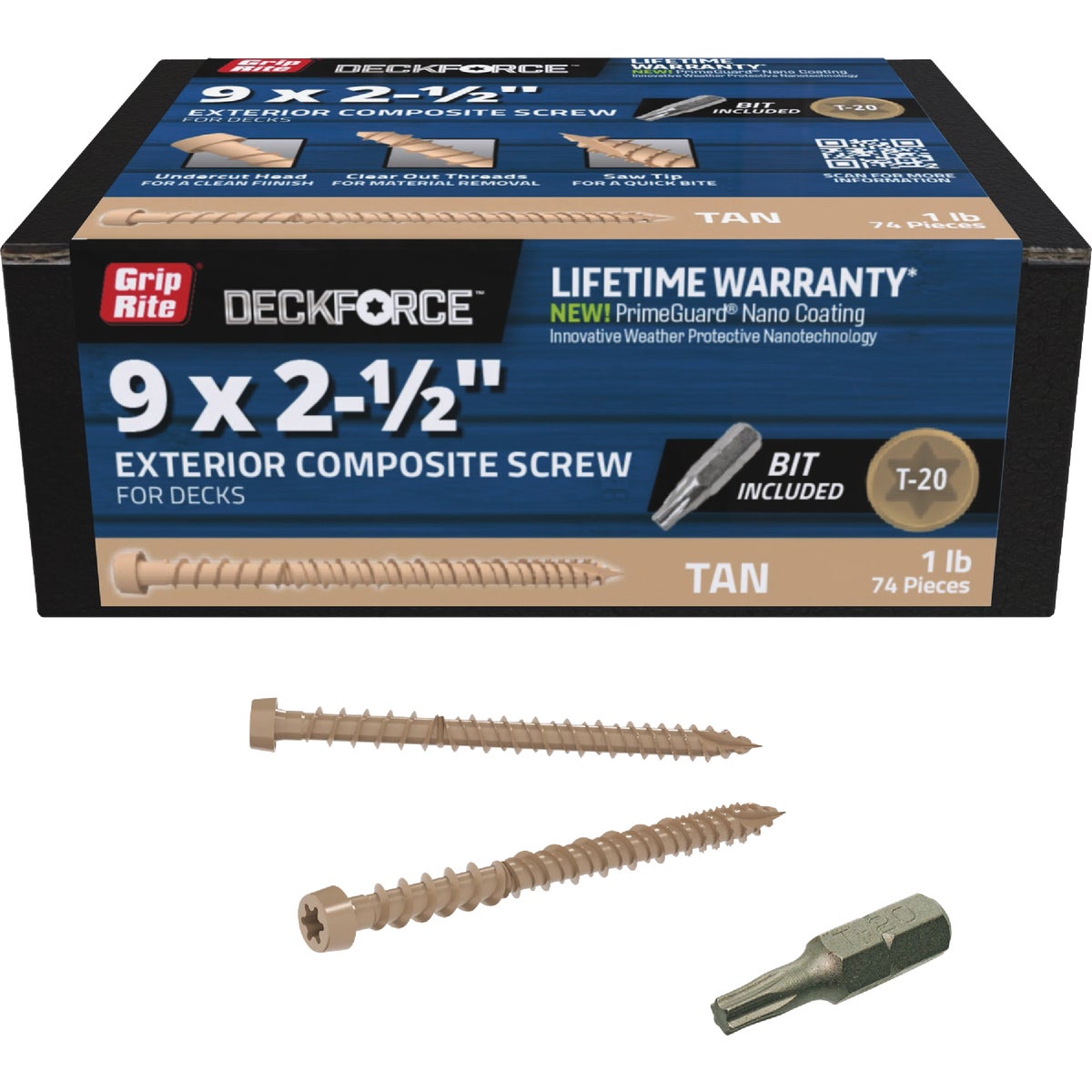 Grip-Rite DeckForce #9 x 2-1/2 In. Tan Composite Deck Screw (1 Lb.) Image 1