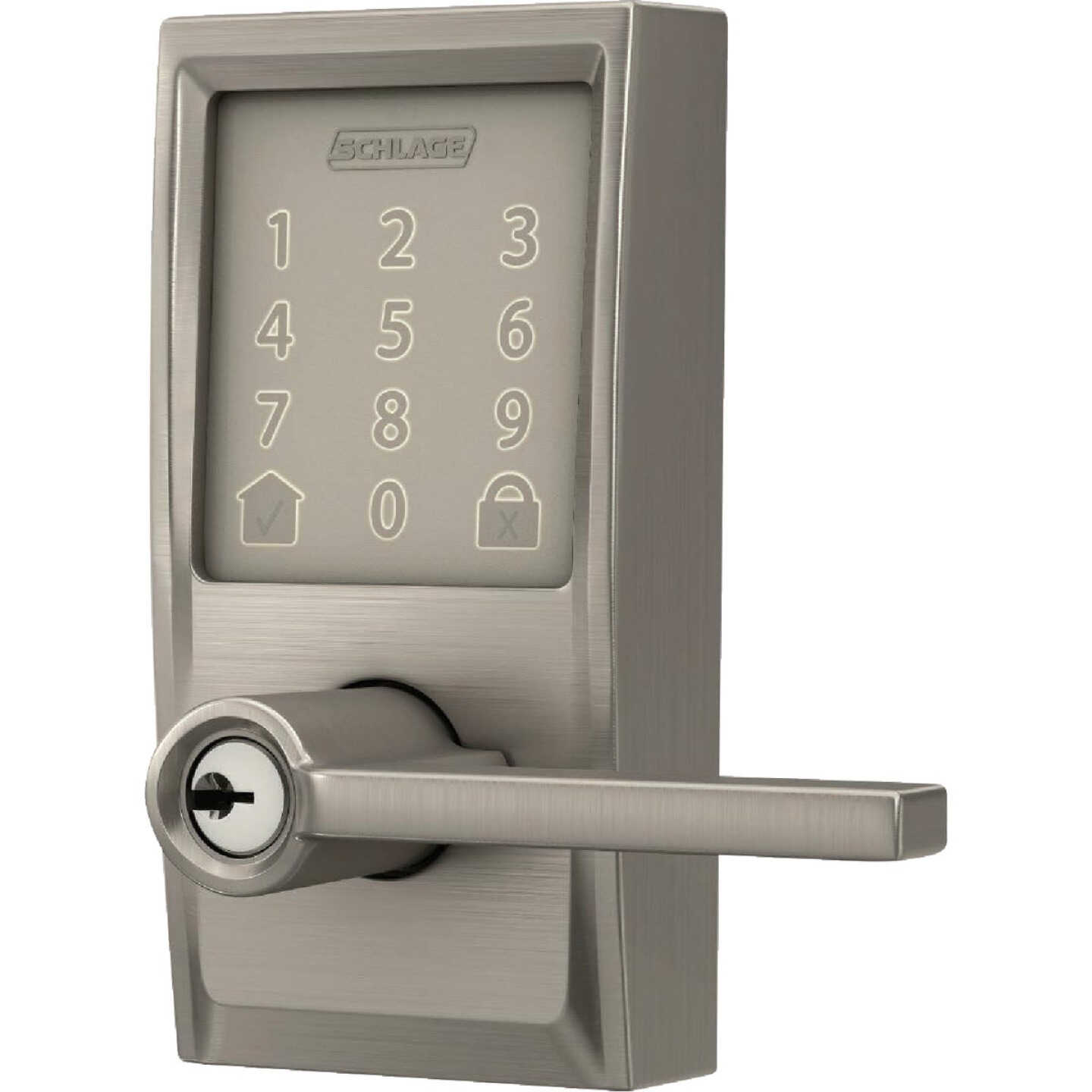 Schlage Encode Smart WiFi Satin Nickel Latitude Lever with Century Trim Image 5