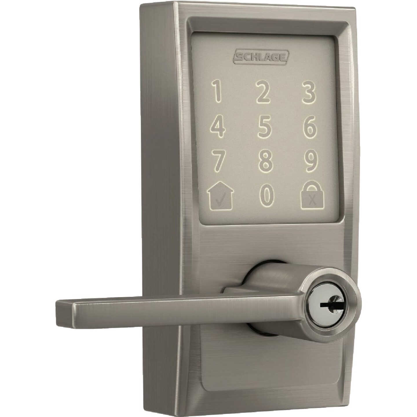 Schlage Encode Smart WiFi Satin Nickel Latitude Lever with Century Trim Image 4