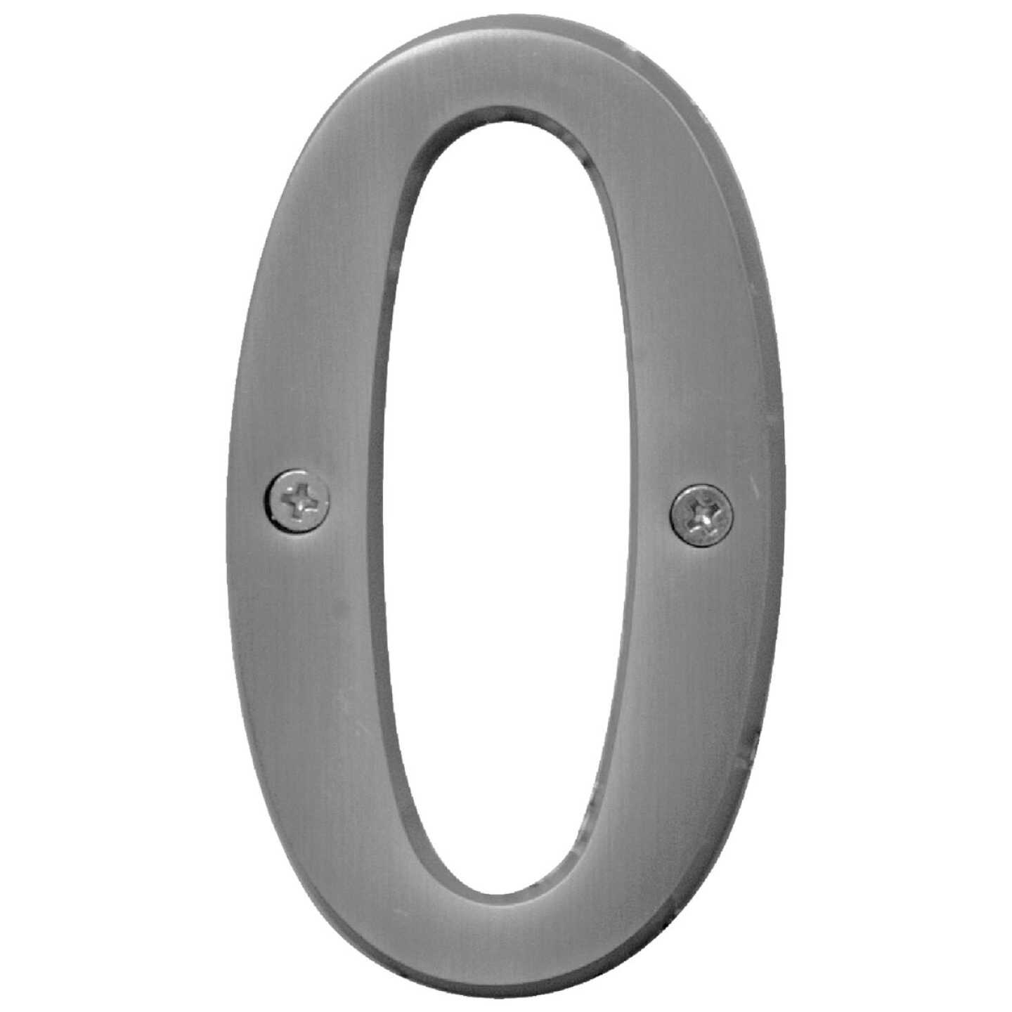 Hy-Ko Prestige Series 4 In. Satin Nickel House Number Zero Image 1