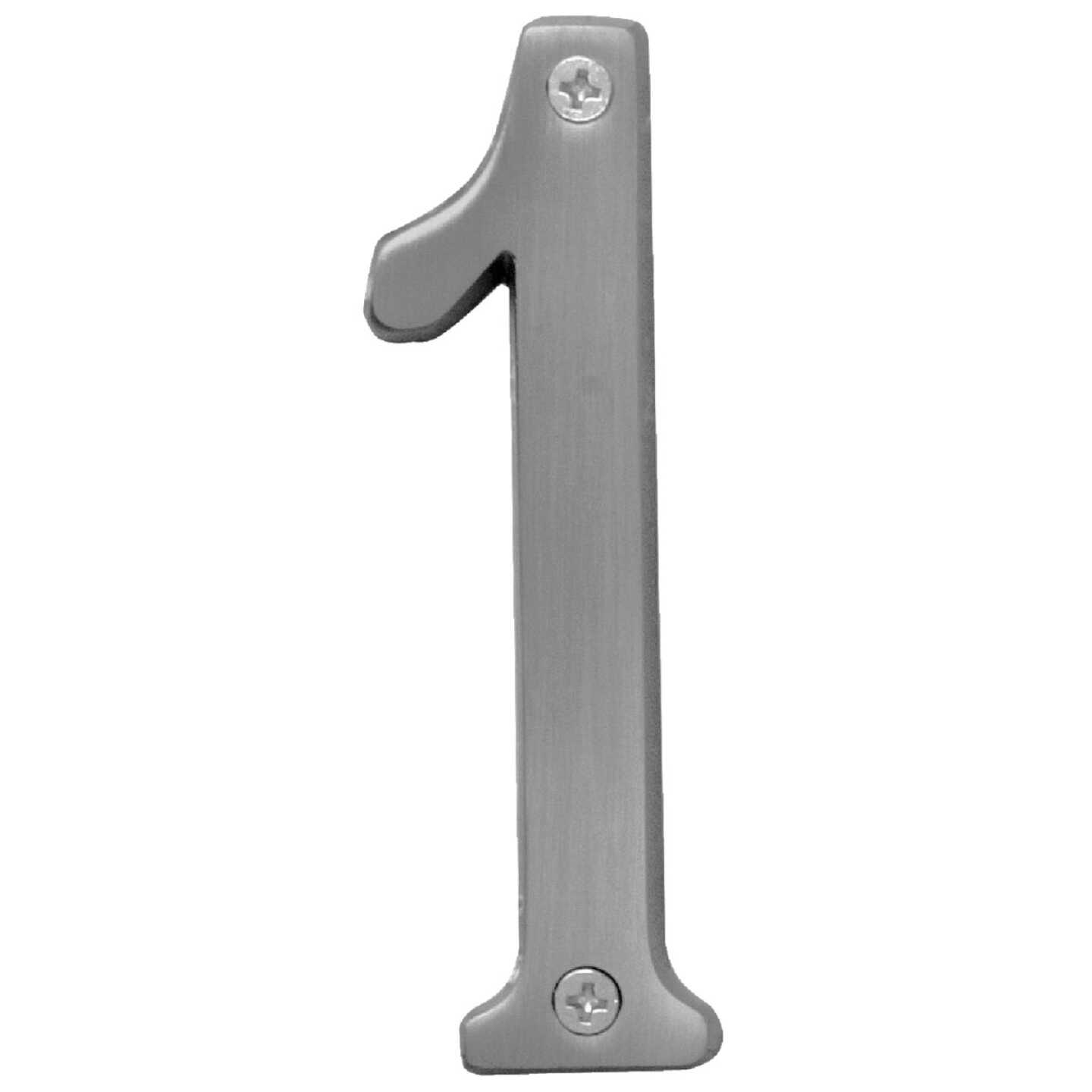 Hy-Ko Prestige Series 4 In. Satin Nickel House Number One Image 1