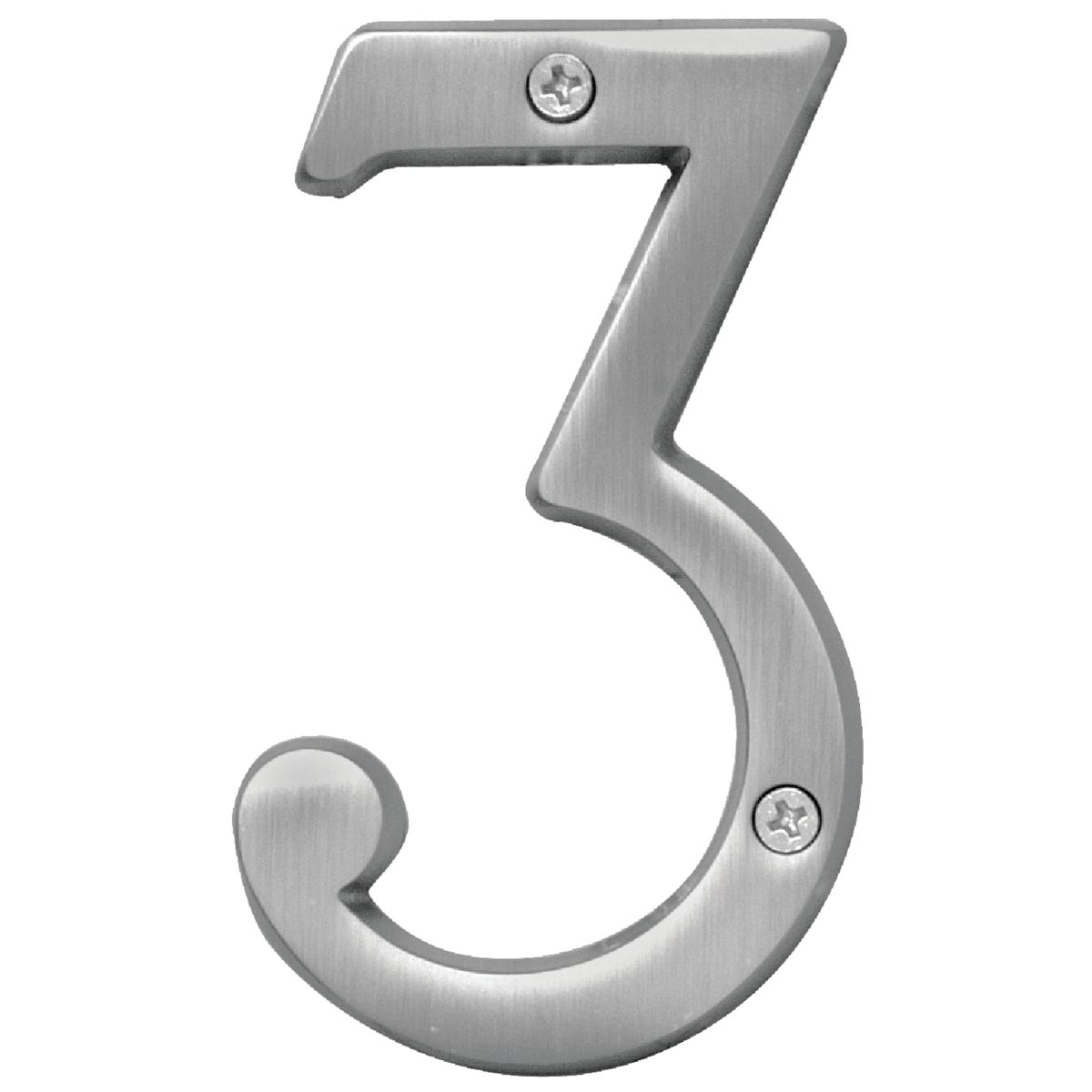 Hy-Ko Prestige Series 4 In. Satin Nickel House Number Three Image 1