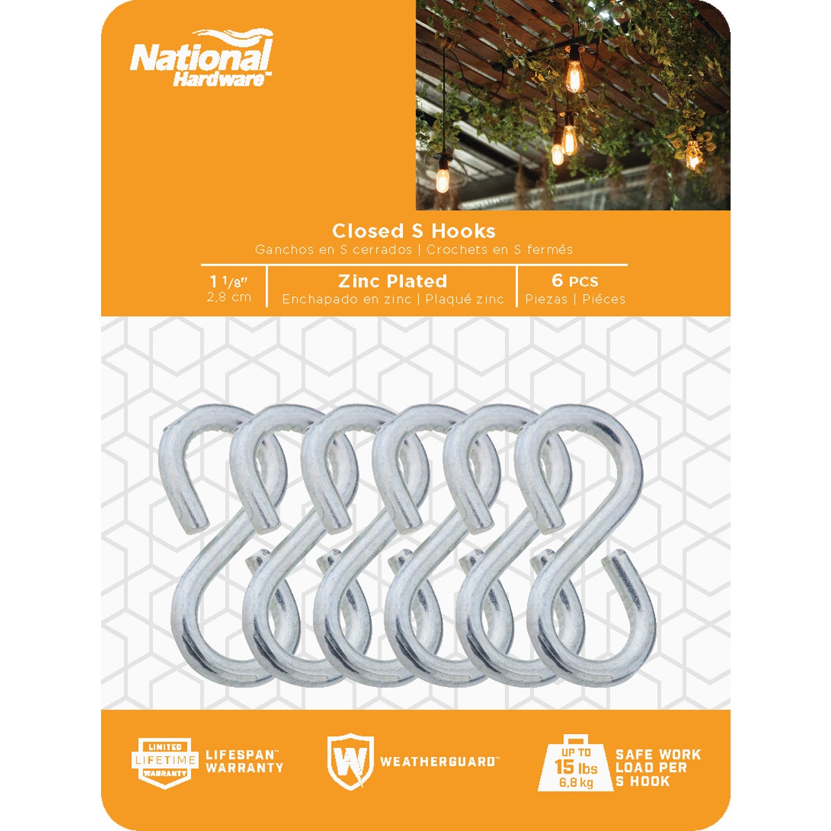 National Hardware 1-1/8 In. Zinc Light Closed S Hook (6-Count) Image 2
