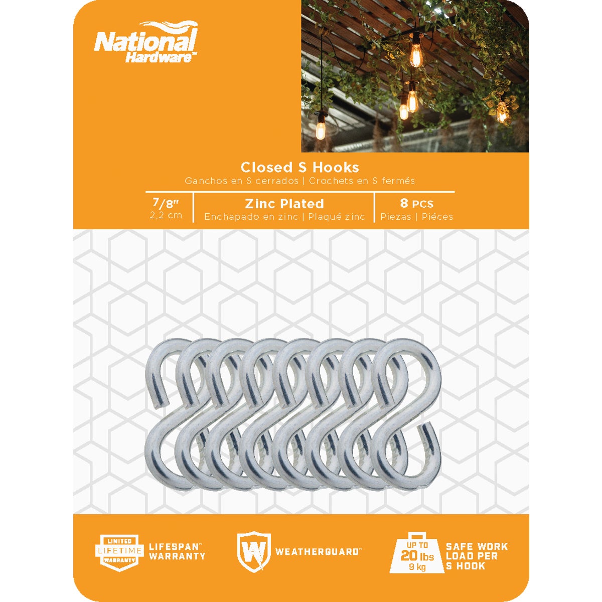 National Hardware 7/8 In. Zinc Light Closed S Hook (8-Count) Image 2