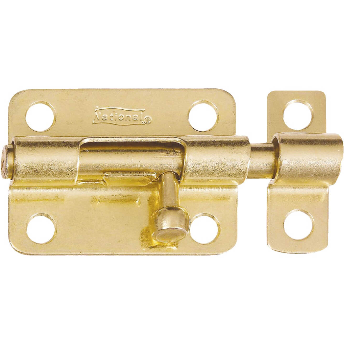 National Hardware 3 In. Brass Steel Door Barrel Bolt Image 1