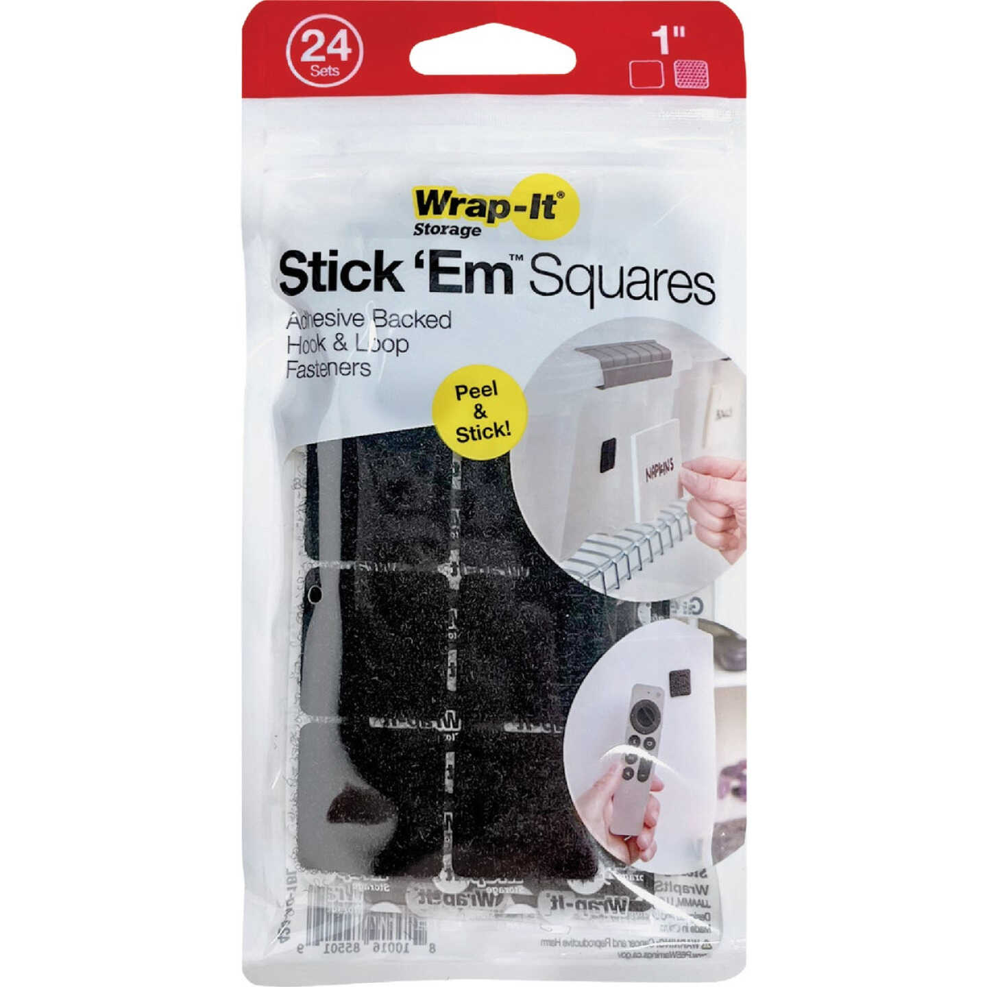 Wrap-It Storage Stick 'Em 1 In. Black Hook & Loop Square (24 Ct.) Image 7