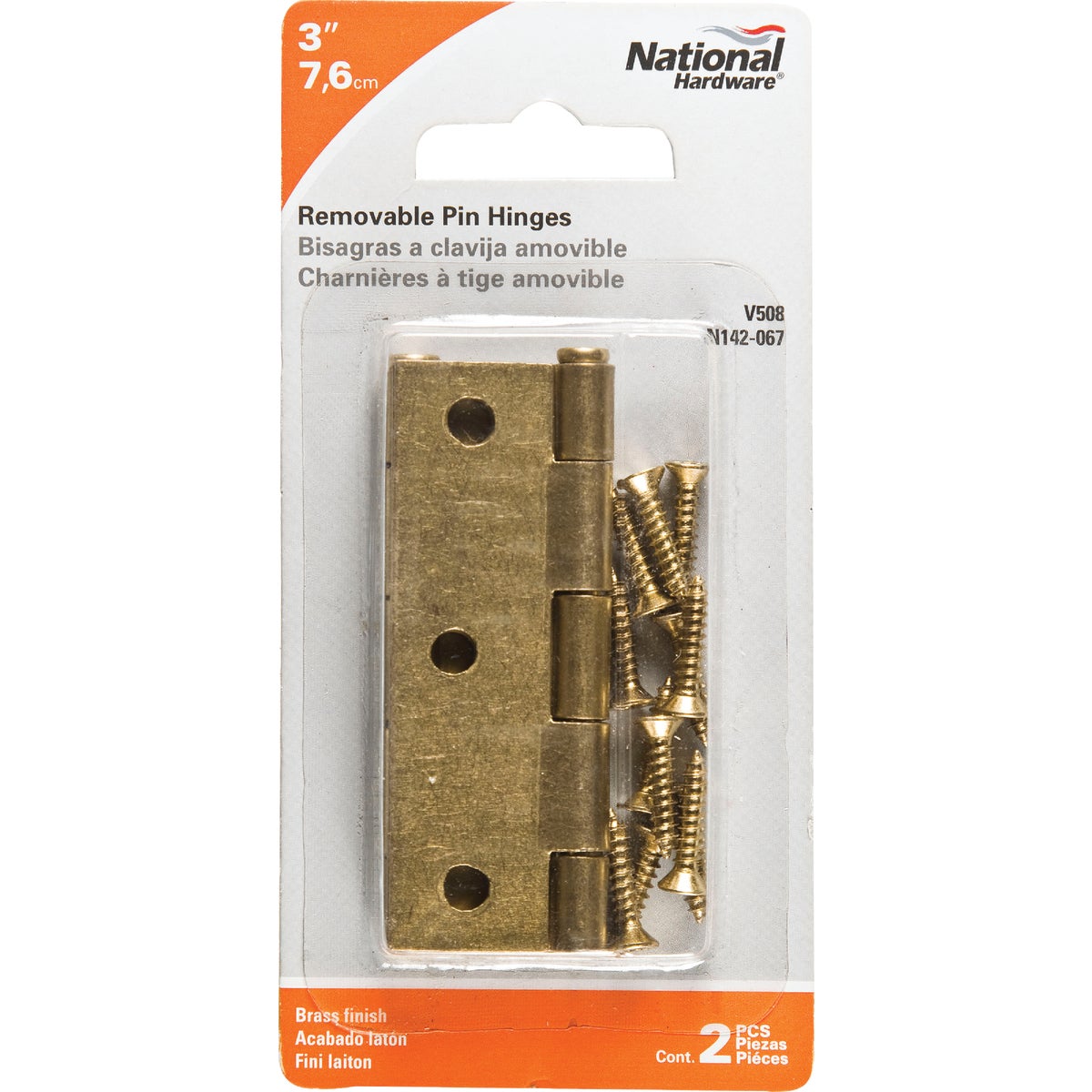 National Hardware 3 In. Brass Loose-Pin Narrow Hinge (2-Pack) Image 2