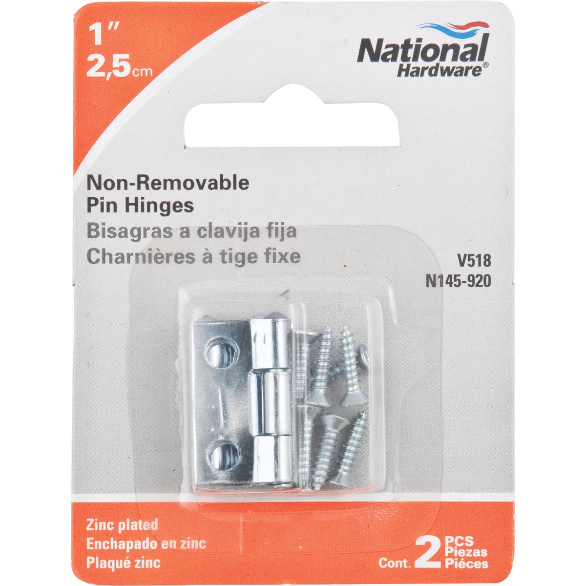 National Hardware 1 In. Zinc Tight-Pin Narrow Hinge (2-Pack) Image 2