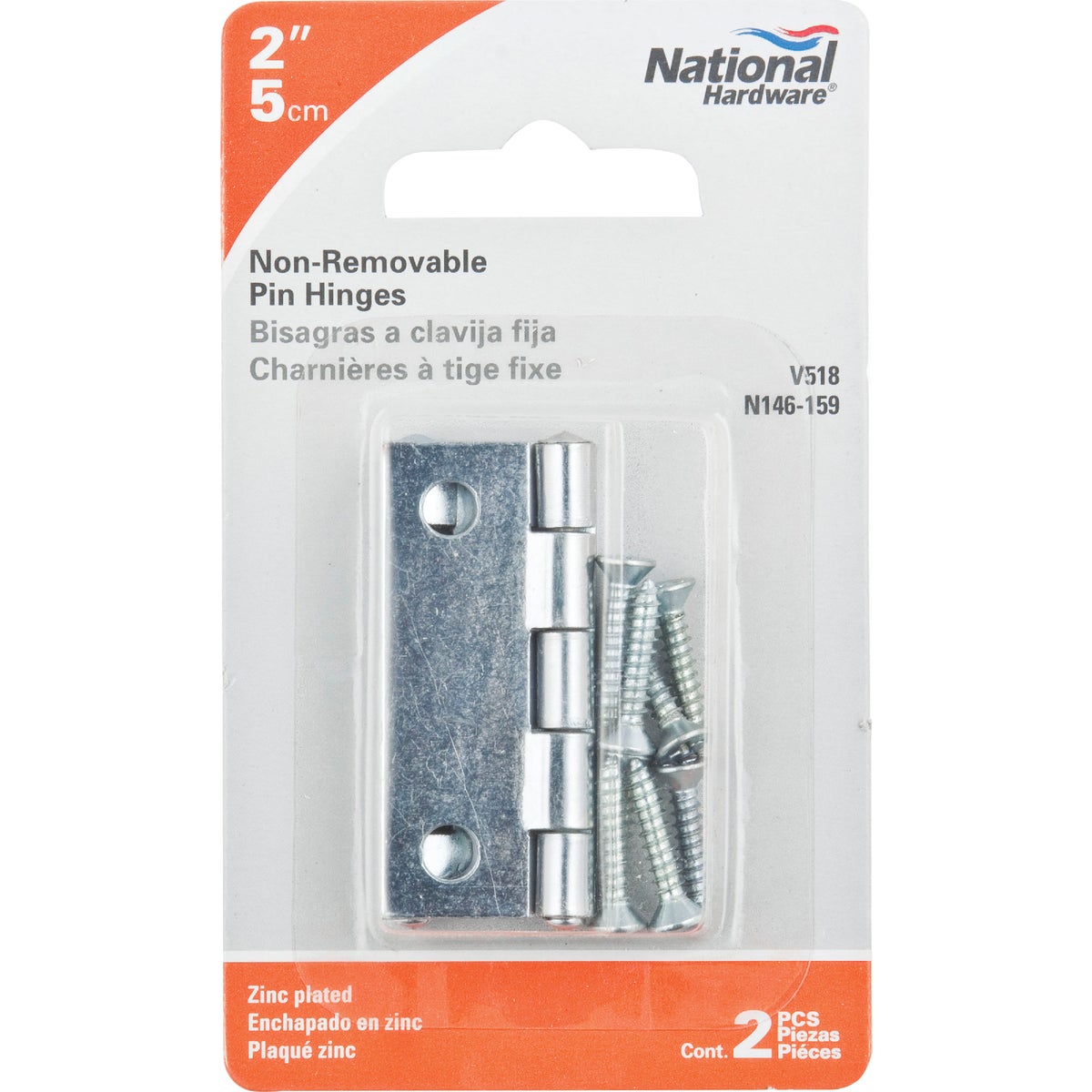 National Hardware 2 In. Zinc Tight-Pin Narrow Hinge (2-Pack) Image 2