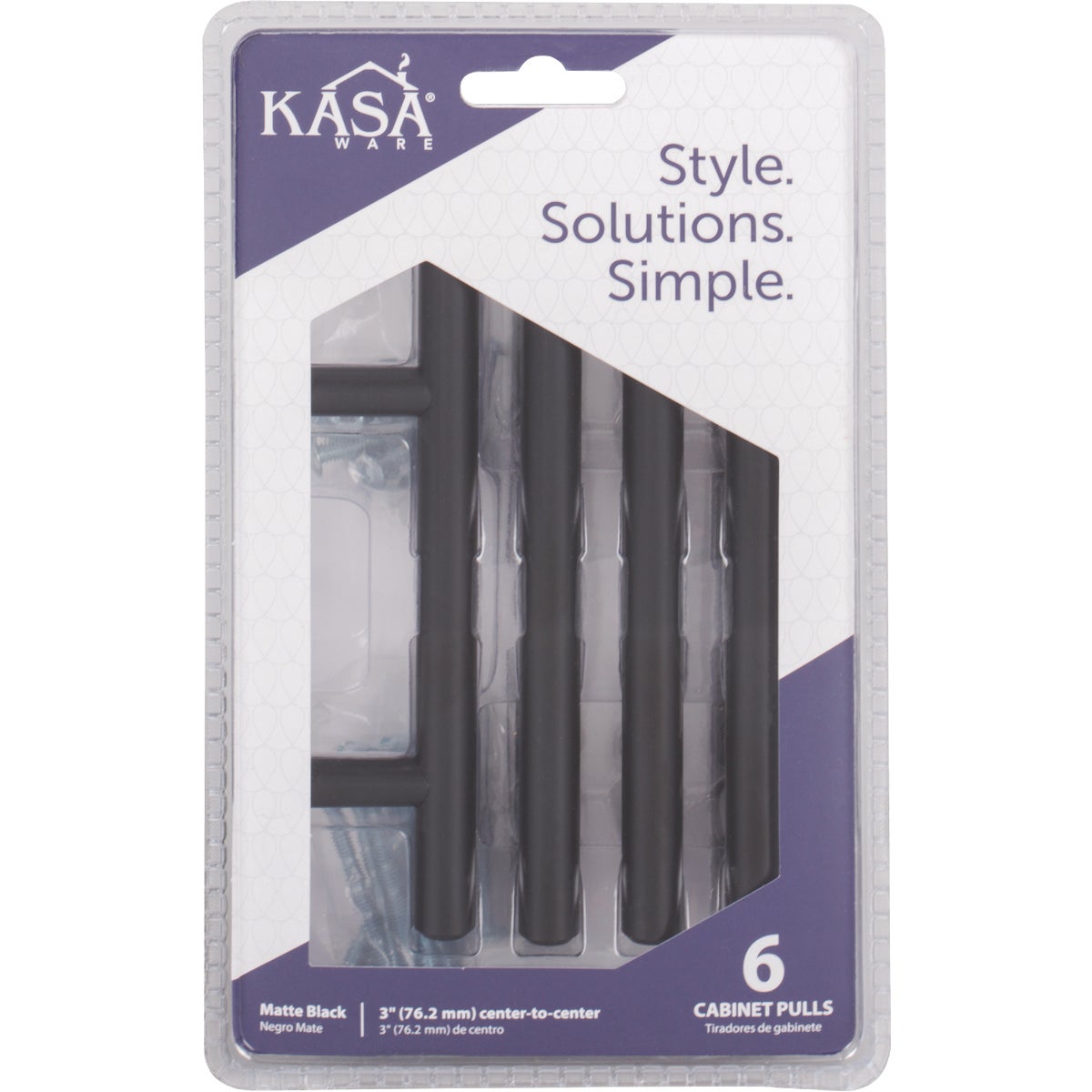 KasaWare 136 mm (5-3/8 In.) L. Matte Black 3 In. Center-to-Center Cabinet Pull (6-Pack) Image 2