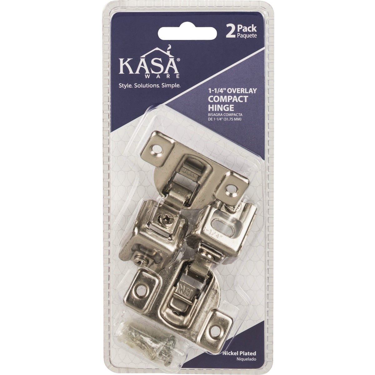 KasaWare 1-1/4 In. Overlay Compact Hinge (2-Pack) Image 2