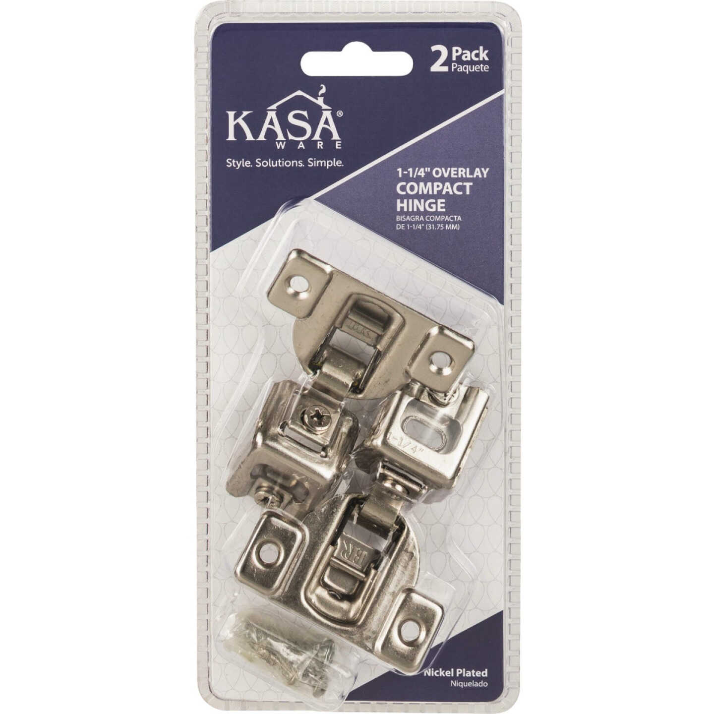 KasaWare 1-1/4 In. Overlay Compact Hinge (2-Pack) Image 2